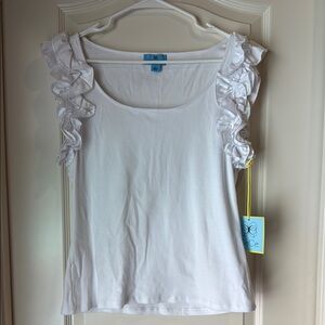 NEW WITH TAGS!  White Ruffled Sleeve Top